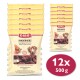 DIBO Rinderherz Tierfutter, bestehend aus 12 Packungen à 500 g, gekennzeichnet als ausgewogene und fettarme Eintopfmahlzeit für Hunde und Katzen.