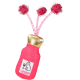 Pink champagne-bottle cat toy with gold neck, three pink pom‑pom springs and label showing a cat, wineglass and text "CAPURRNET"