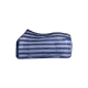 Marineblau-weiß gestreifte Haustierdecke, ordentlich gefaltet, die ihr weiches Material und Design zeigt.
