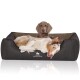 Orthopädisches Hundebett Outback aus laser-gestepptem Kunstleder schwarz/ gelb XL