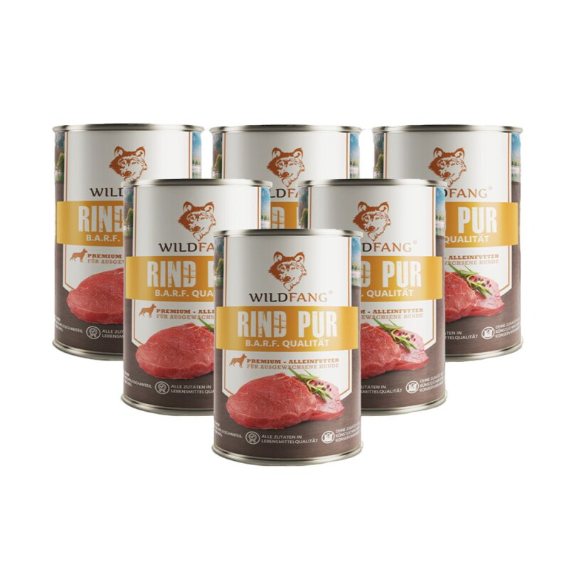 Wildfang ® Nassfutter Rind pur BARF 6x400 g