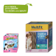 Dwa produkty do pielęgnacji zębów MultiFit: różowe Mint Dental Care Sticks dla szczeniąt i żółte Dental Care Sticks, oba oznaczone "Nowy DESIGN, ta sama JAKOŚĆ."