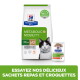 Sac et sachet de croquettes Hill's Prescription Diet Metabolic Mobility j/d, chat noir et blanc, texte sur l'étiquette « METABOLIC MOBILITY ».