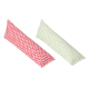 Two long, rectangular pet pillows in a red zigzag pattern and a green zigzag pattern, displayed side by side.