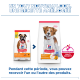 Deux sacs de croquettes Hill's Science Plan (ancien et nouveau) avec un en-tête français annonçant un nouveau look et un badge ActivBiome+ multi-bénéfices