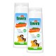 Zwei Flaschen Envira Anti-Parasiten Shampoo, umweltfreundlich, wirksam gegen Flöhe, Mücken und Zecken, mit Hund- und Katzenillustrationen.