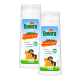 Zwei Flaschen Envira Anti-Parasiten Shampoo, umweltfreundlich, wirksam gegen Flöhe, Mücken und Zecken, mit Hund- und Katzenillustrationen.