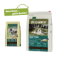 Zwei Beutel Hundefutter für Senioren von Real Nature's Wilderness, mit "Dark Fiord" im Wolfdesign und 60% Fleisch, 40% Gemüse.