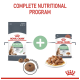 Royal Canin Care Digestive cat food: dry food bag, wet food pouch, and plate. Text: "COMPLETE NUTRITIONAL PROGRAM" and "95% Proven Results."