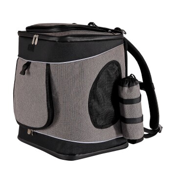 Haustier-Rucksack grau/ schwarz
