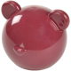 A glossy, round, maroon pet toy shaped like a bear's head, featuring small ears and a snout, designed for playful pets.