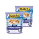 Deux sacs de litière pour chat MultiFit Diamonds Comfort, chacun de 3,4 kg, avec un chat tigré orange se prélassant sur le devant, avec un emballage bleu et violet.