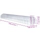 Illustration eines Gewächshauses mit den Abmessungen: 2400 cm (94,49 Zoll) Länge, 300 cm (118,1 Zoll) Breite und 200 cm (78,7 Zoll) Höhe.