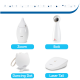 Vier PetSafe Katzenspielzeuge: Zoom (Tropfen), Bolt (Laserpointer), Dancing Dot (katzenförmig) und Laser Tail (Lasergerät).