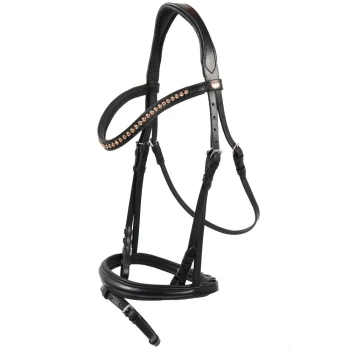 Schwarzes Leder-Haustiergeschirr mit dekorativen Strasssteinen am Riemen, mit verstellbaren Schnallen und einem eleganten Design.