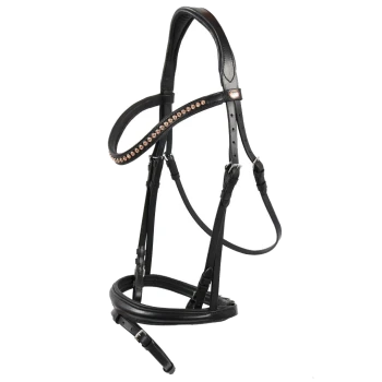 Schwarzes Leder-Haustiergeschirr mit dekorativen Strasssteinen am Riemen, mit verstellbaren Schnallen und einem eleganten Design.
