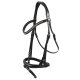 Schwarzes Leder-Haustiergeschirr mit dekorativen Strasssteinen am Riemen, mit verstellbaren Schnallen und einem eleganten Design.
