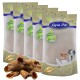 Fünf Beutel Lyra Pet Nature Power Hundeleckerlis, mit einem Stapel kaubaren Snacks davor, die Premiumqualität für Haustiere zeigen.