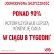 Tekst promujący produkt karmy dla kotów, stwierdzający "Ponad 90% kotów osiągnęło lepszą kondycję ciała w ciągu 8 tygodni," z logo Royal Canin.