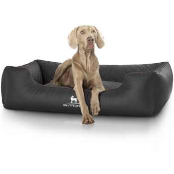Orthopädisches Hundebett Madison aus laser-gestepptem Kunstleder schwarz XXL