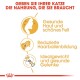Bild, das die Vorteile von Katzenfutter bewirbt: "Geben Sie Ihrer Katze die Nahrung, die sie braucht" mit Highlights zu Gesundheit und Gewicht.