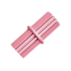 Pink pet grooming tool with a rubber band, designed for easy handling and effective brushing.