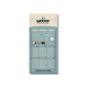 Rückseite einer creme-grünen WOOOF-Hundefuttertüte mit dem Logo 'WOOOF', dem Slogan 'Oh my dog, that's goood.' und der sichtbaren Webadresse 'WOOOF.COM'.