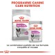 Emballage de nourriture pour chiens Royal Canin Relax Care pour petits chiens et toutes tailles, mettant en avant "Adaptation aux Changements" et "+44% Comportement Normal."