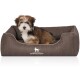 Orthopädisches Hundebett Tampa aus laser-gestepptem Kunstleder braun/ grau M-L