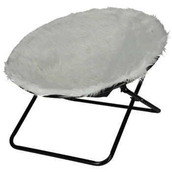 Weiches, flauschiges Haustierbett mit einem schwarzen Metallrahmen, entworfen für Komfort und Entspannung.