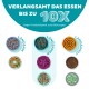 Bunte langsame Futter-Schalen für Haustiere, die das Essen um bis zu 10x verlangsamen, mit Text zur Prävention von Fettleibigkeit und Blähungen.