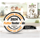 Qualitätssiegel für "Betty's Landhausküche" Hundenassfutter, gekennzeichnet mit "2024 Produkt des Jahres" von FutterTester.de.