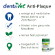 dentaVet Anti-Plaque Dentalprodukt für Haustiere, das natürliche Reinigung, gesunde Mundflora und Herstellung in Deutschland hervorhebt.