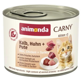 Comparer les prix de animonda Carny nourriture humide pour chatons Veau, poulet et dinde 24x200 g