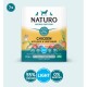 Naturo Natural Dog Food packaging featuring "Chicken with Rice & Vegetables," highlighting 55% chicken, 28% vegetables & rice, and 40% less fat.