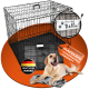 Hundebox Größe S 90x60x67cm mit Namensschild "Hier wohnt Bella" und Schutzabdeckung, deutsche Marke Pfotenwunder.