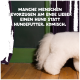 Pluizige witte hondenachterkant op een houten vloer bij een groene muur en paarse gordijnen; Duitse tekst: 'Manche Menschen... Komisch.'