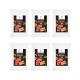 Sechs weiße Packungen Wildfang Huhn Tierfutter mit Huhn und Kräutern auf schwarzen Etiketten, jeweils 100g.
