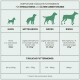 Infografik mit empfohlenen täglichen Futtermengen für erwachsene und ältere Arbeitshunde, kategorisiert nach Größe: kleine, mittlere, große und riesige Rassen.
