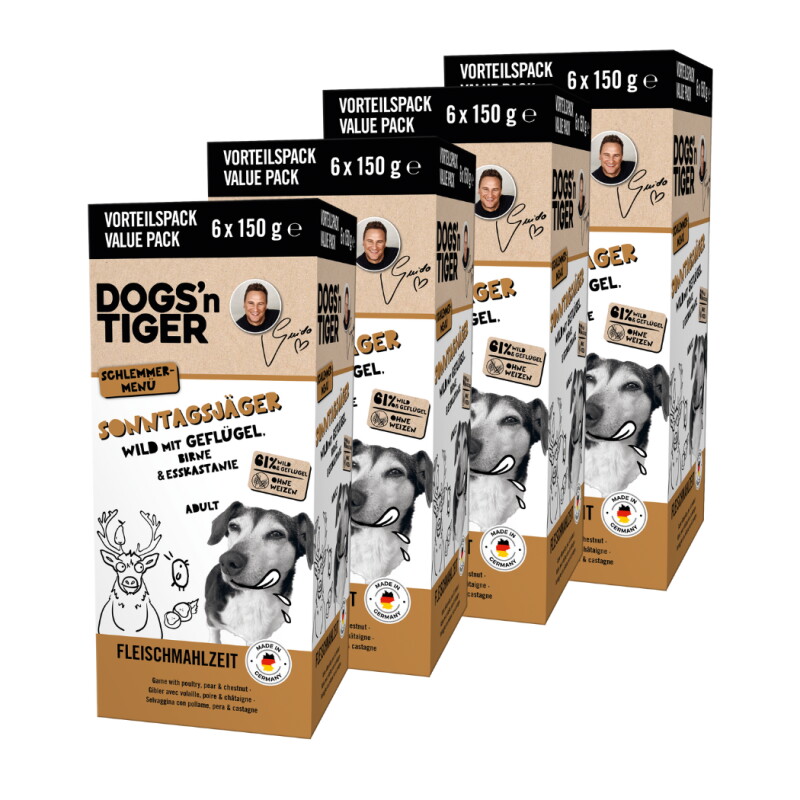 Dogs'n Tiger Dogsn Tiger Sonntagsjäger Multibox Wild &Geflügel 24x150 g