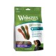 Sac de friandises dentaires Whimzees Wellness Daily (forme de brosse à dents), XS pour chiens, 48 friandises, image d'un petit teckel