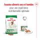 Emballage de nourriture pour chien Royal Canin mini avec une image de beagle, promouvant un mélange de nourriture sèche et humide pour une nutrition optimale.