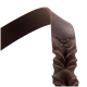 Nahaufnahme eines braunen Leder-Hundehalsbands mit dekorativer Naht und strukturiertem Design.