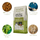 Hundefutterbeutel, gekennzeichnet mit "My Pet Club" mit Insekten, Süßkartoffeln, Äpfeln, Leinsamen; 70 mg Purin/100 g, getreidefrei, vom Tierarzt entwickelt.