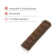Brauner segmentierter Hundesnack-Riegel mit dem Text: „Hergestellt in Großbritannien“, „Getreidefrei“, „Für Welpen geeignet“.