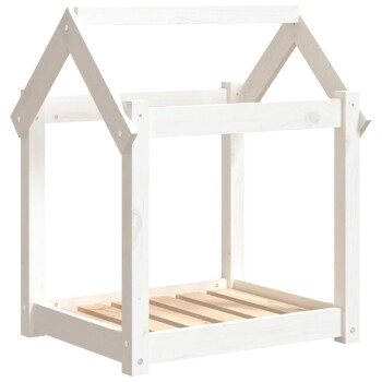 Hundebett S (61x50x70 cm) aus Kiefernholz weiß