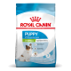Opakowanie karmy Royal Canin PUPPY X-SMALL — 2–10 miesięcy, waga dorosłego do 4 kg, obrazek małego biało-brązowego szczeniaka