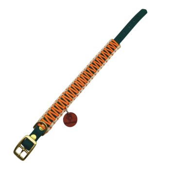 Hundehalsband "Waldgeflüster" aus Biothane mit Paracord creme/ türkis M