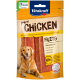 Vitakraft reine Hühnerfilets Verpackung mit Streifen, die '100% mageres Huhn' und ein Recycling-Symbol zeigen.