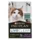 Purina Pro Plan LiveClear Katzenfutter, 7 kg Beutel, mit einer Nahaufnahme des Gesichts einer Katze, beschriftet mit "Sterilisiert Adult" und "Reich an Truthahn."